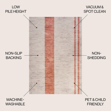 Raita Modern Distressed Stripe Machine-washable Area Rug